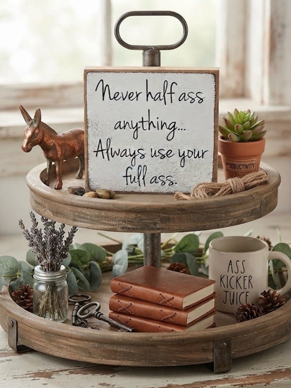 Farmhouse White Wood Block Sign - Humorous Quote 4x4